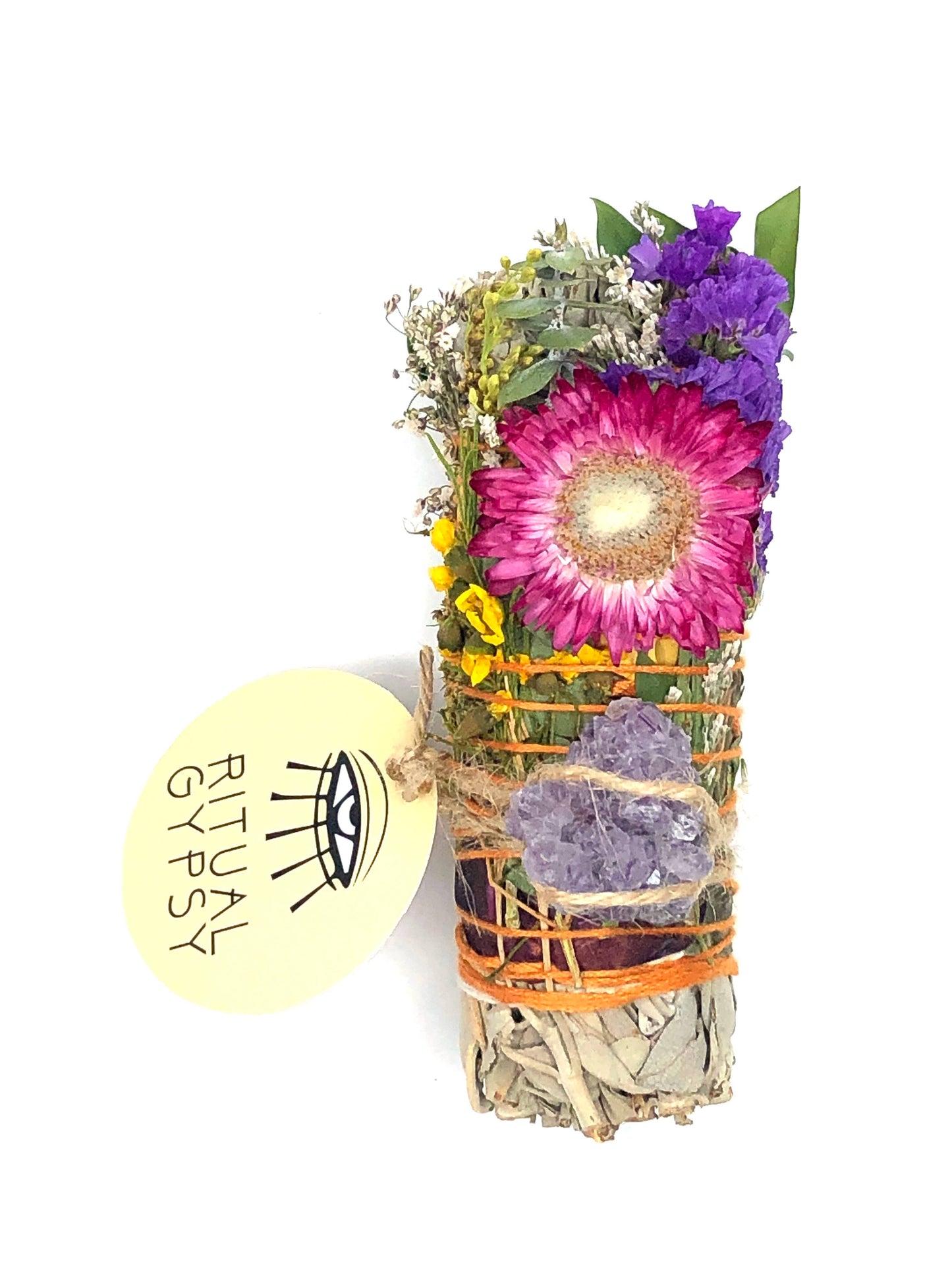 Ritual Sage Wand + Amethyst - (4"/9")