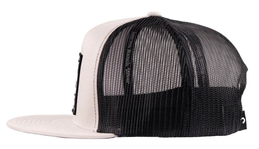 LAZY J RANCH SILVER GREY & BLACK FORT WORTH CLASSIC ROPE TRUCKER HAT