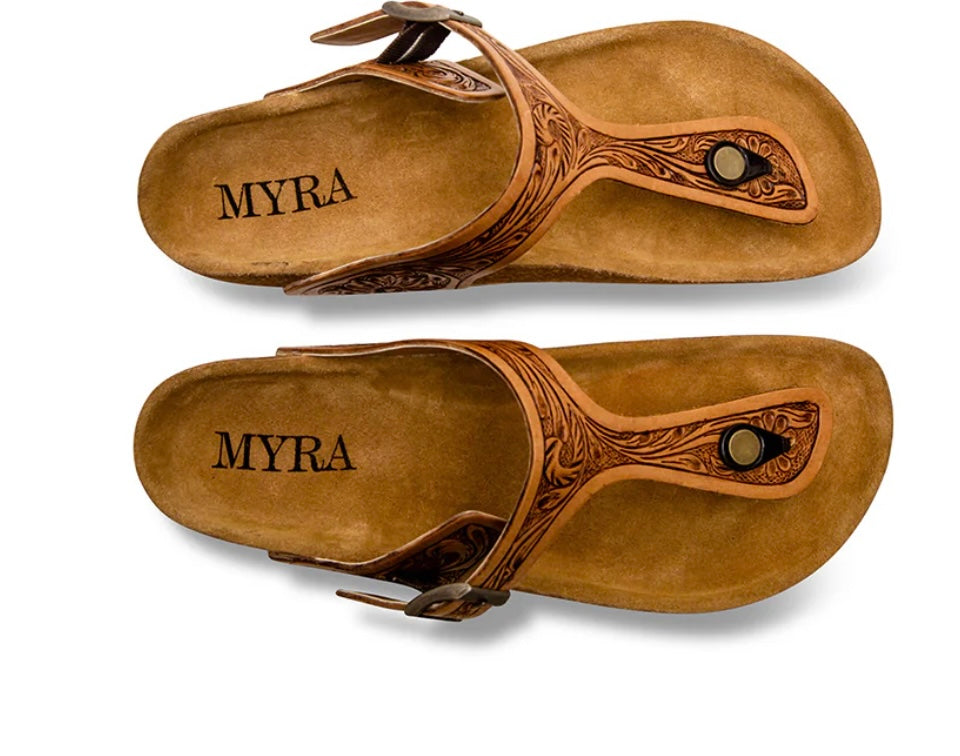 Gracious Myra Western Tooled Sandals