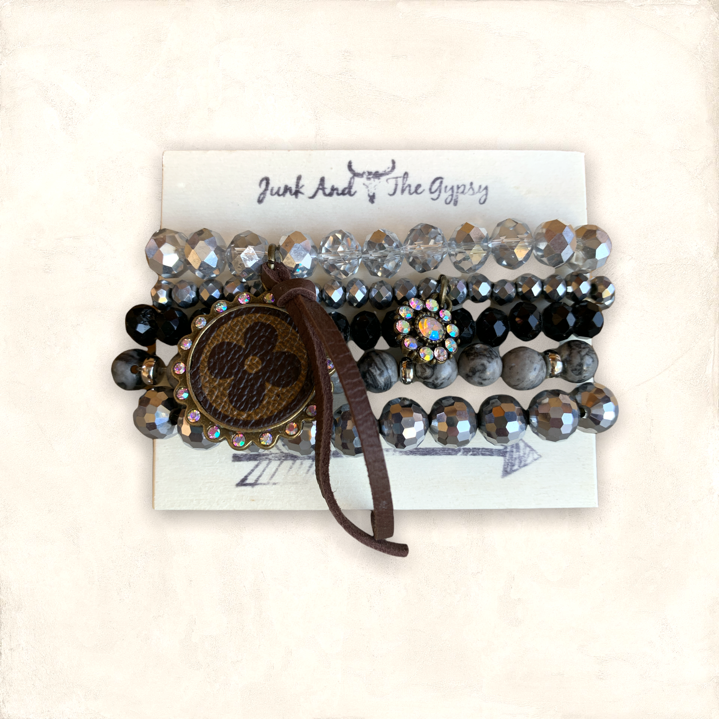 Upcycled LV Bella Stacked Bracelet junk Gypsy