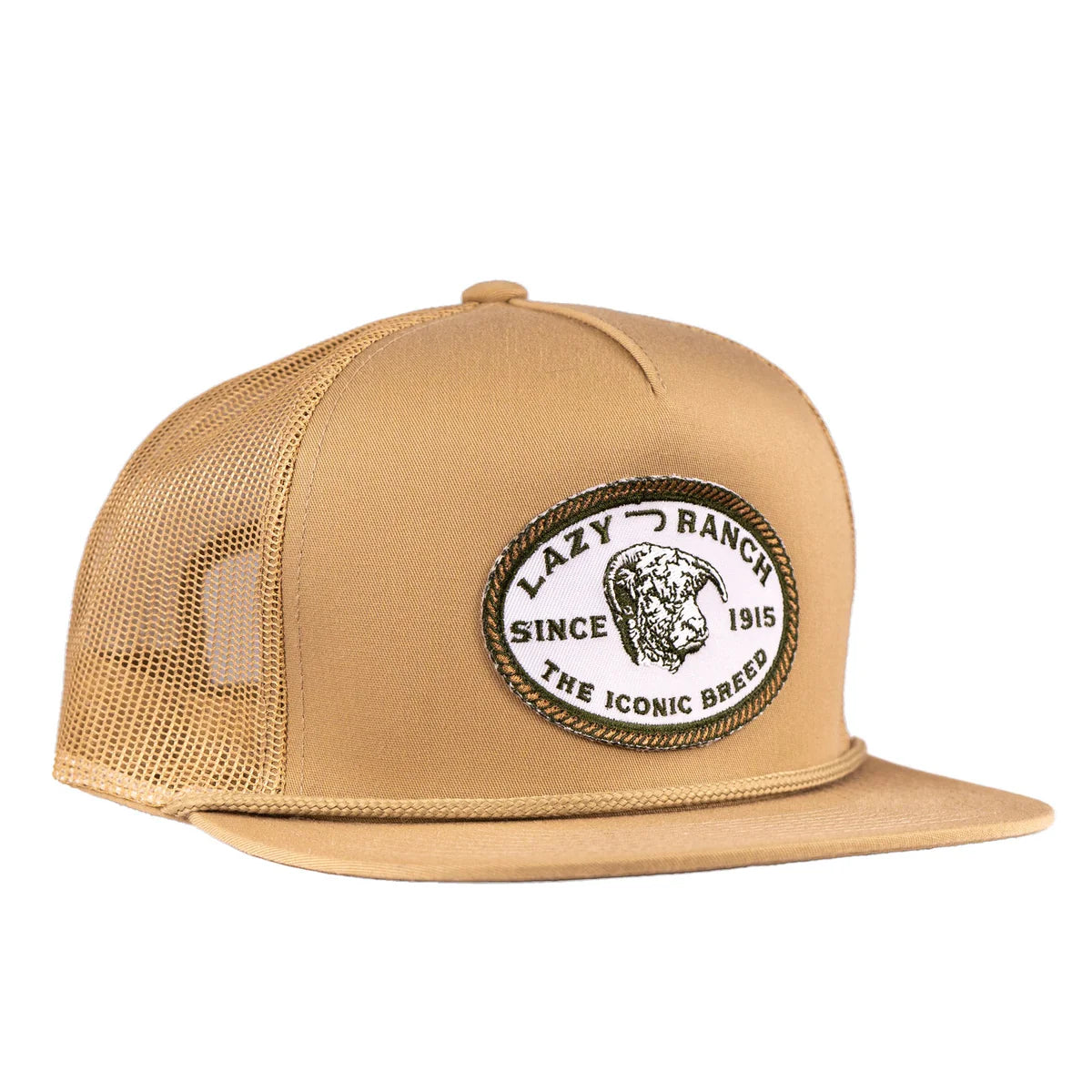 Lazy J Ranchwear Tan Olive Iconic Breed Classic Rope Trucker Hat