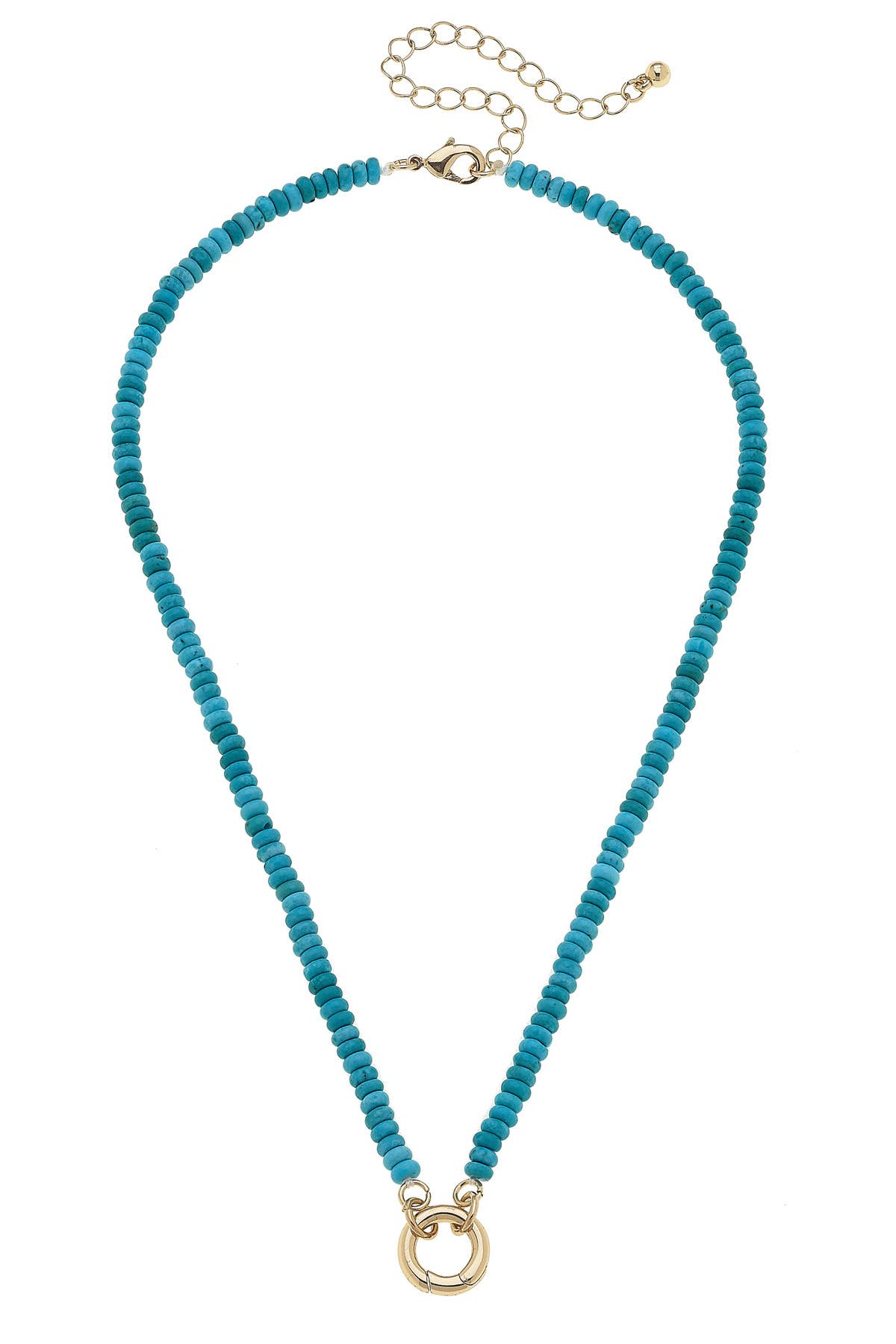 Lucy Gemstone Beaded Charm Necklace Base in Turquoise Canvas