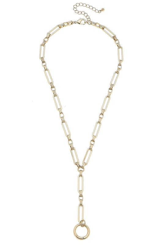 Bella Lariat Charm Necklace Base in Shiny Gold Canvas