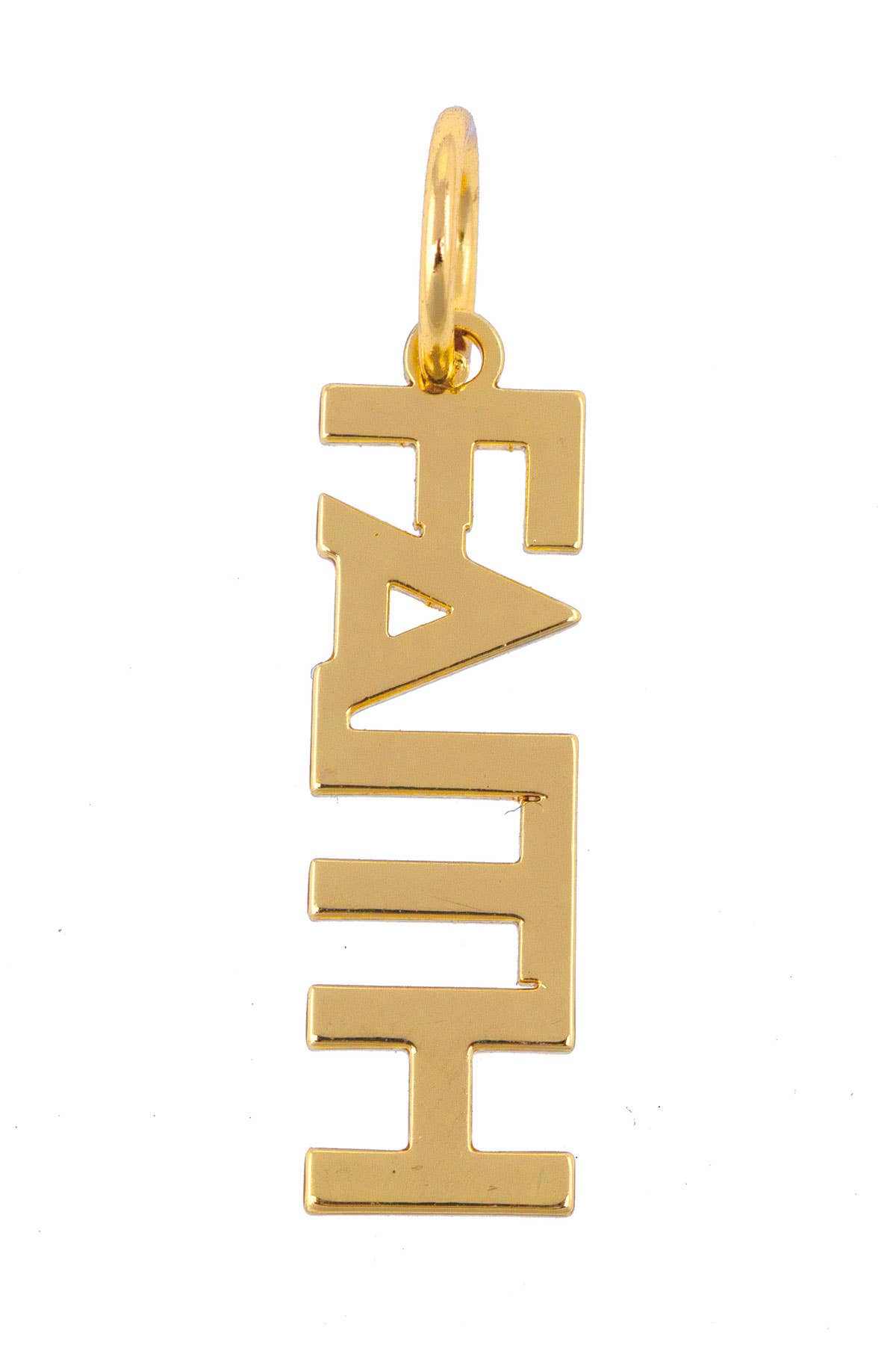 "FAITH" Block Letter Charm in Shiny Gold Canvas
