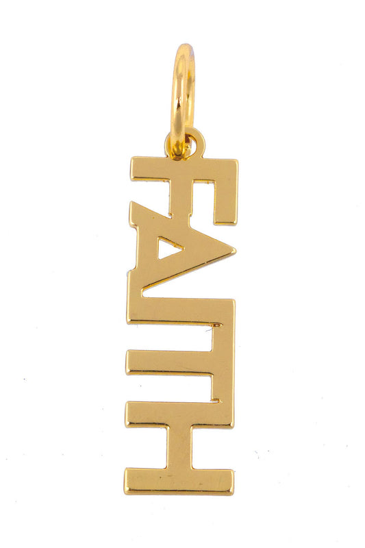 "FAITH" Block Letter Charm in Shiny Gold Canvas