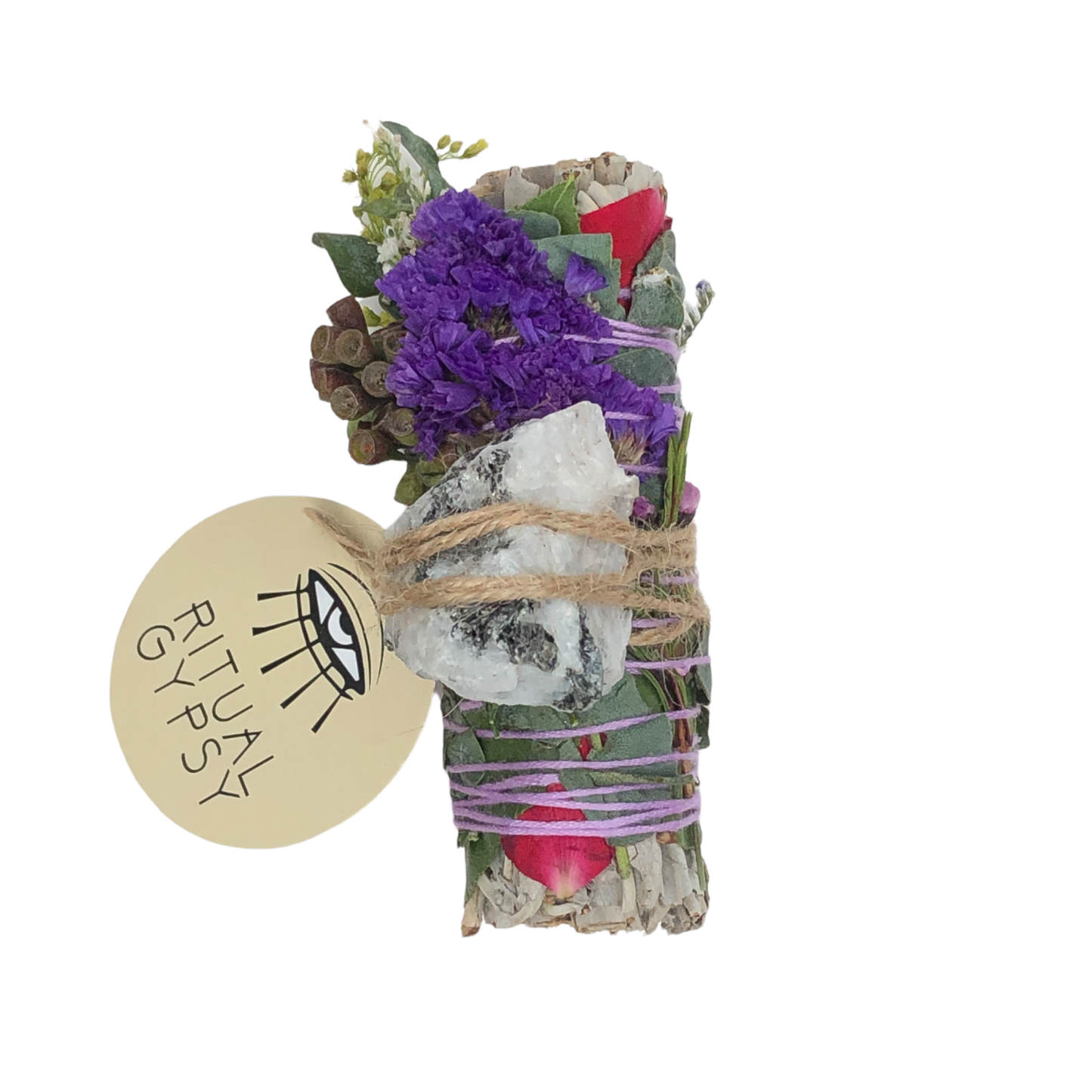 Ritual Sage Wand + Moonstone - (4"/9")