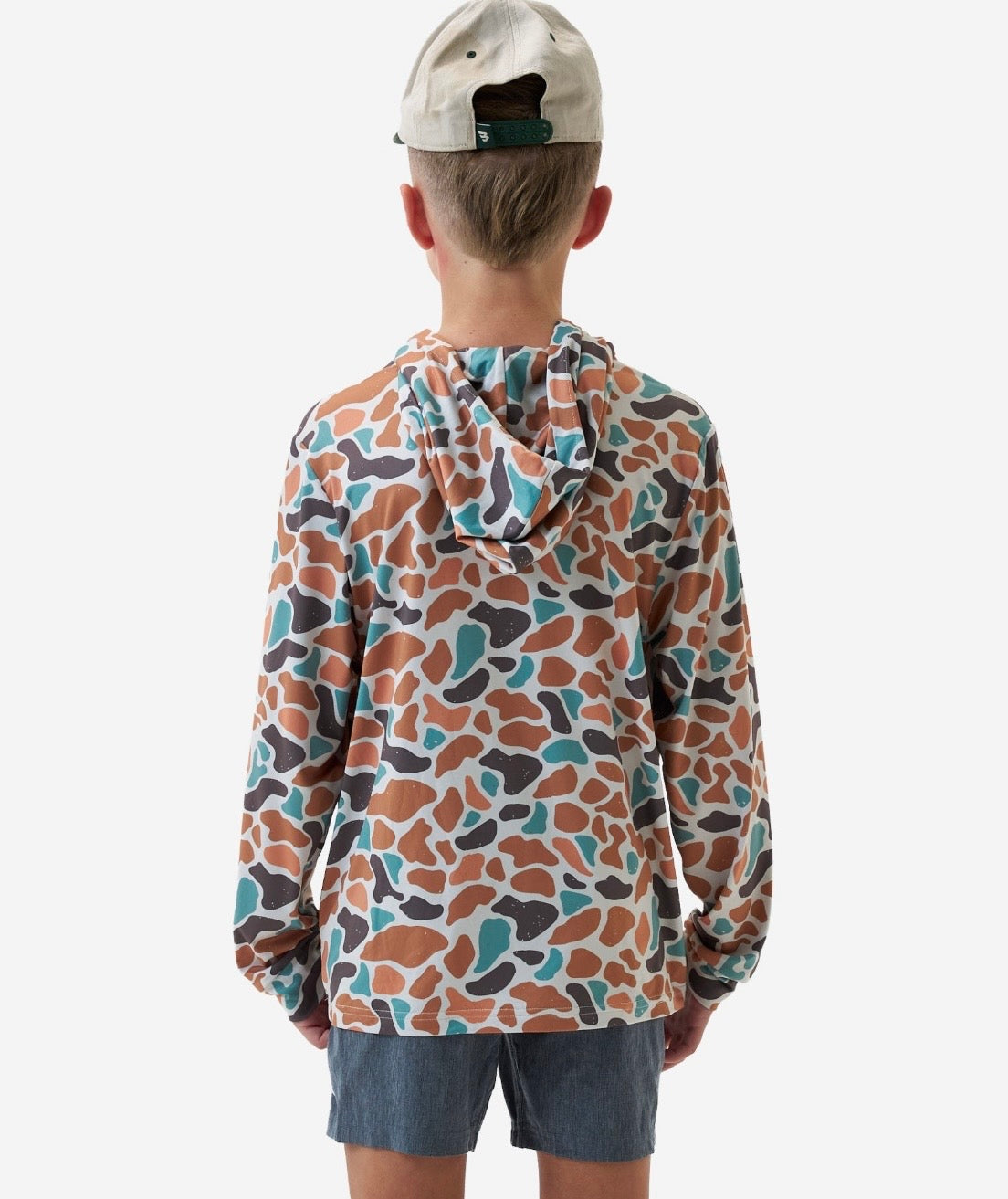Bayside Camo Youth Burlebo Performance Hoodie With UPF 50 Sun Protection Tx/ Fl
