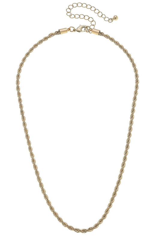 Brooklyn Twisted Rope Chain Charm Necklace Base Canvas