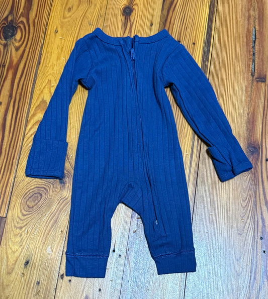 Blue Carters long sleeve zip up Ribbed Romper