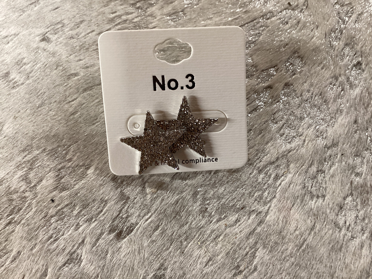 No.3 silver star earrings