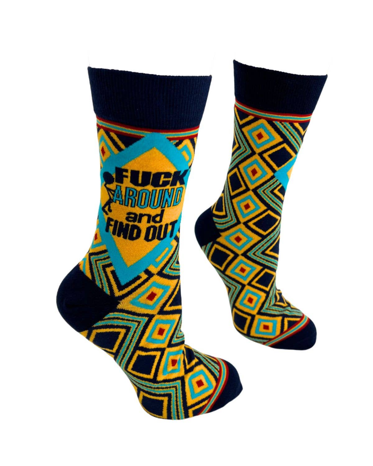 Fuck Around and Find Out Men's Novelty Crew Socks Fab daz