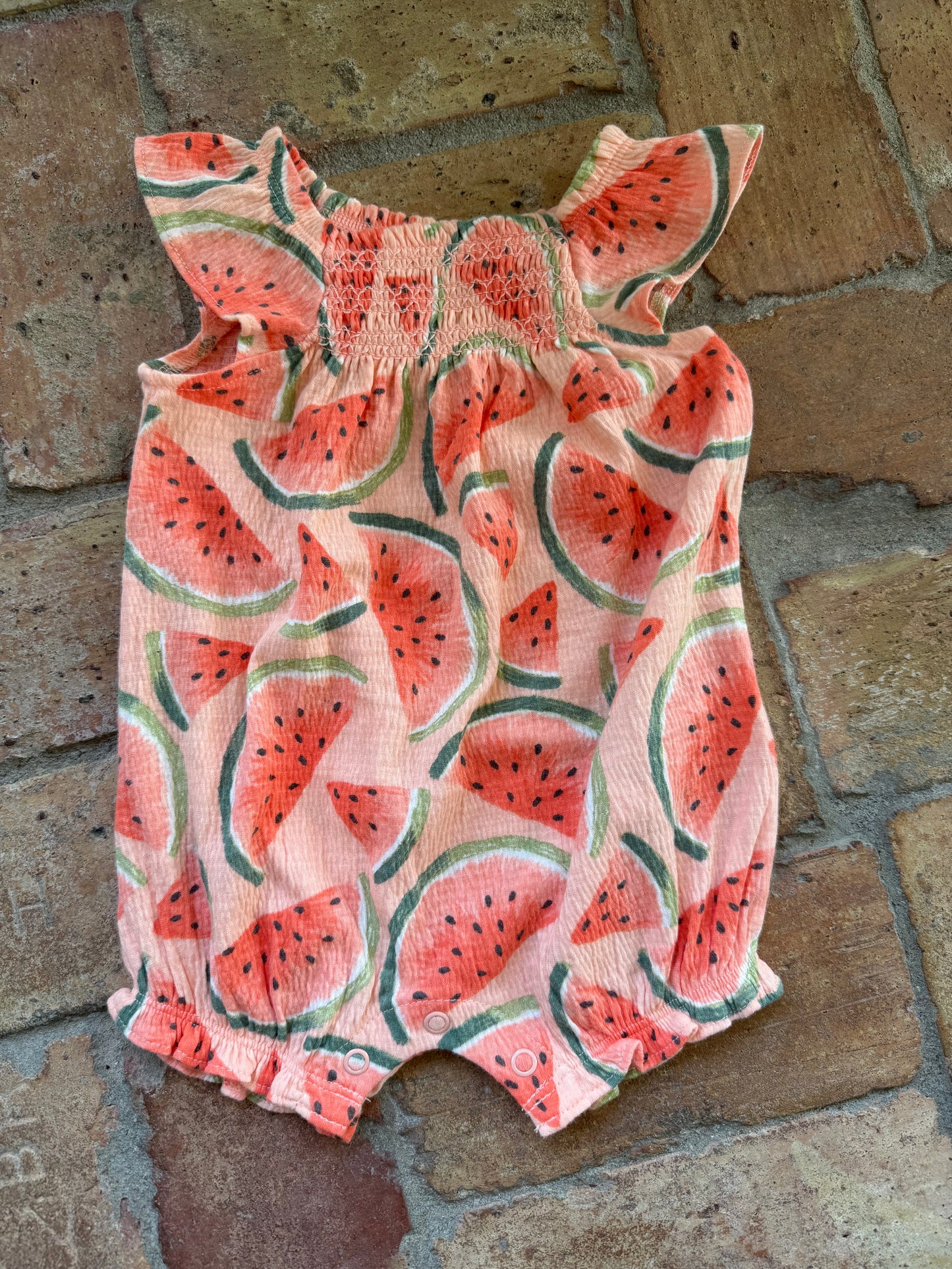 Watermelon Print soft Ruffle Sleeve Carters Romper