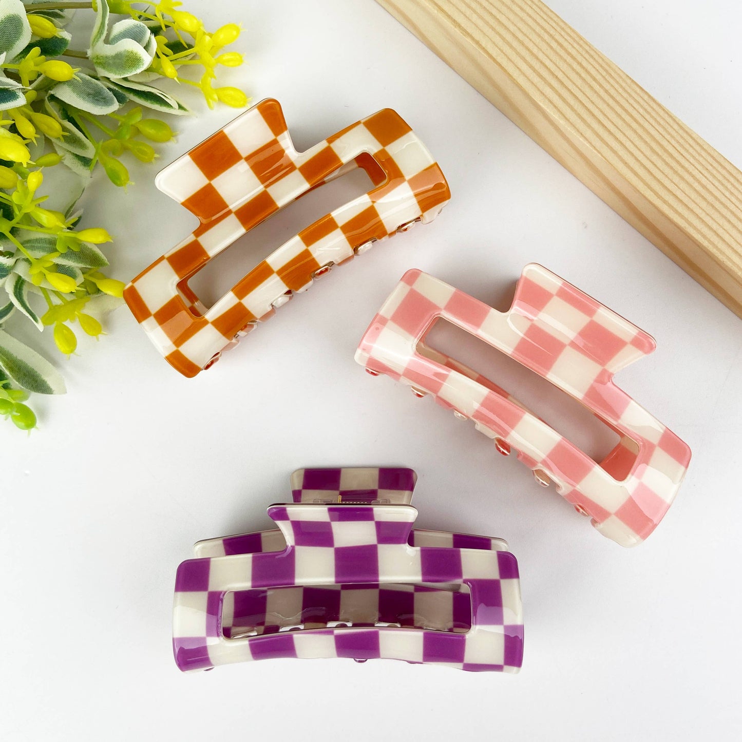 Checkerboard retro hair claw clip: Diva Shop
