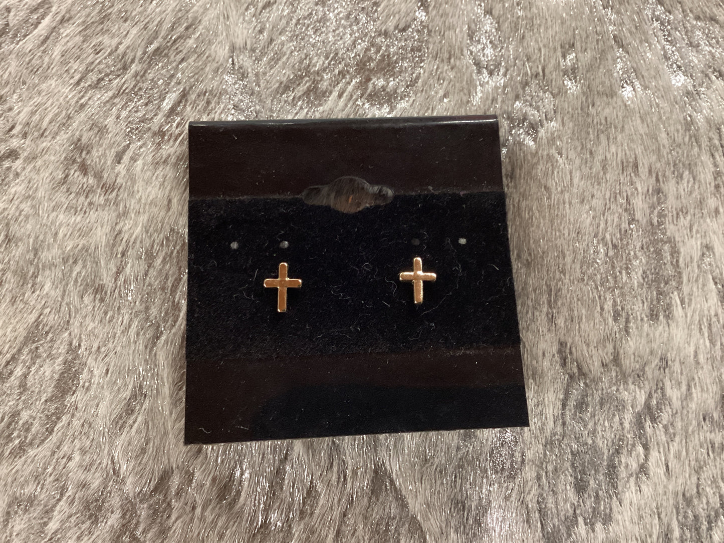 Gold mini cross earrings