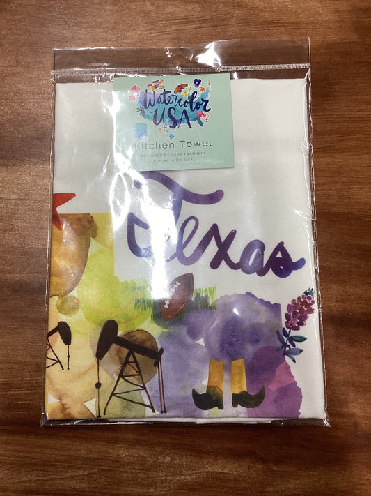 Watercolor Texas Dish Towel - Allport Editions