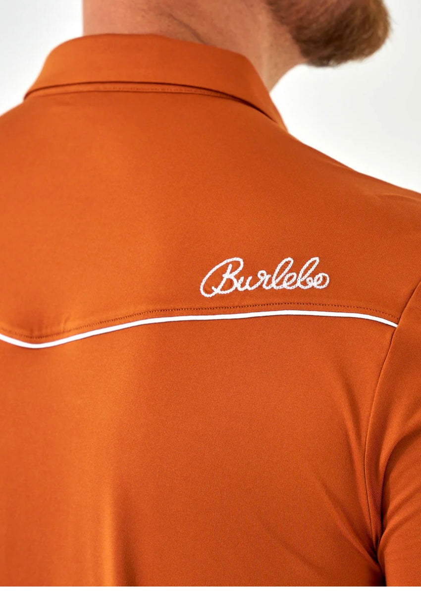 Orange Pearl Snap Performance Polo Burlebo