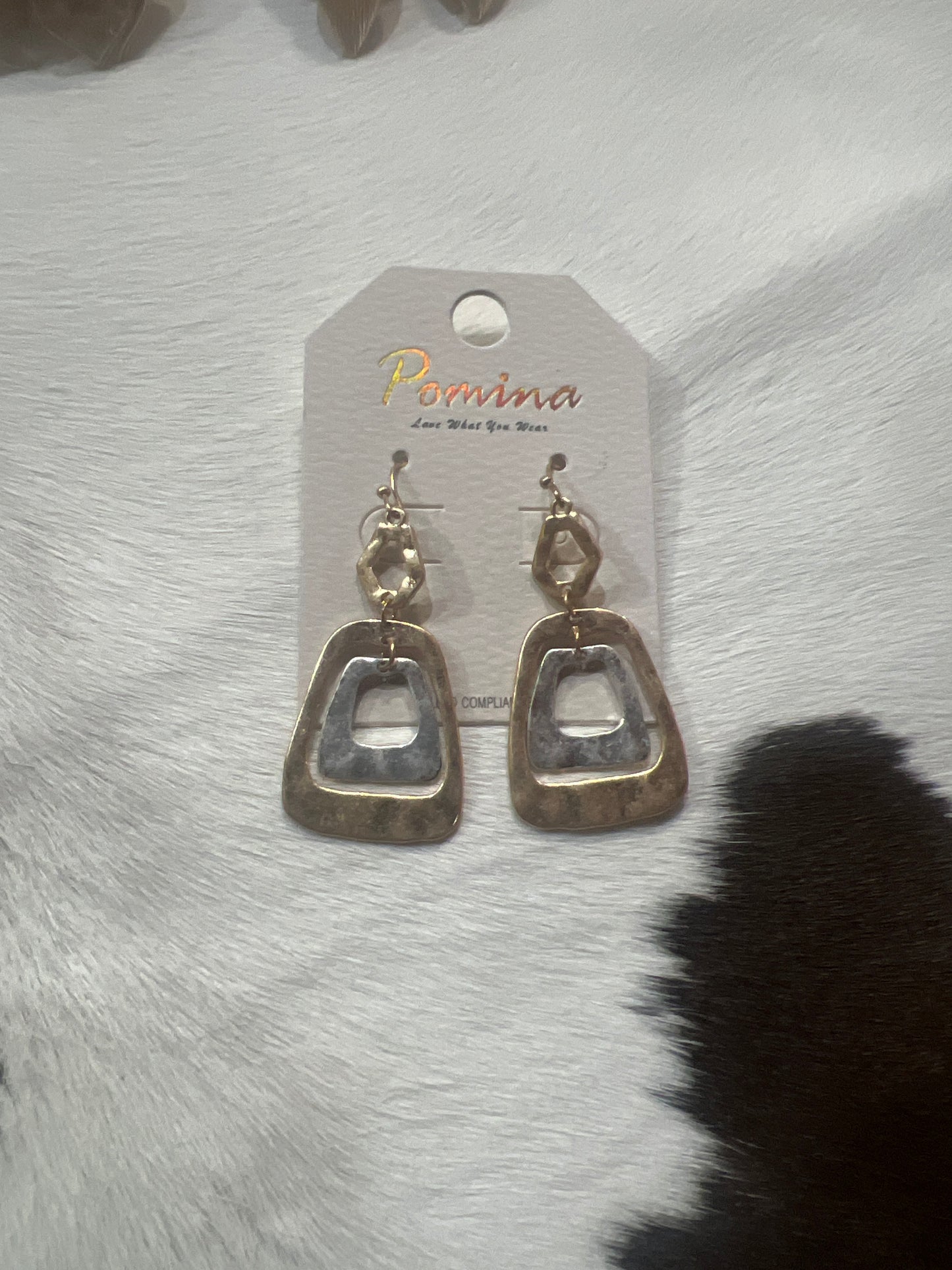 Two Tone Abstract Dangle Earrings