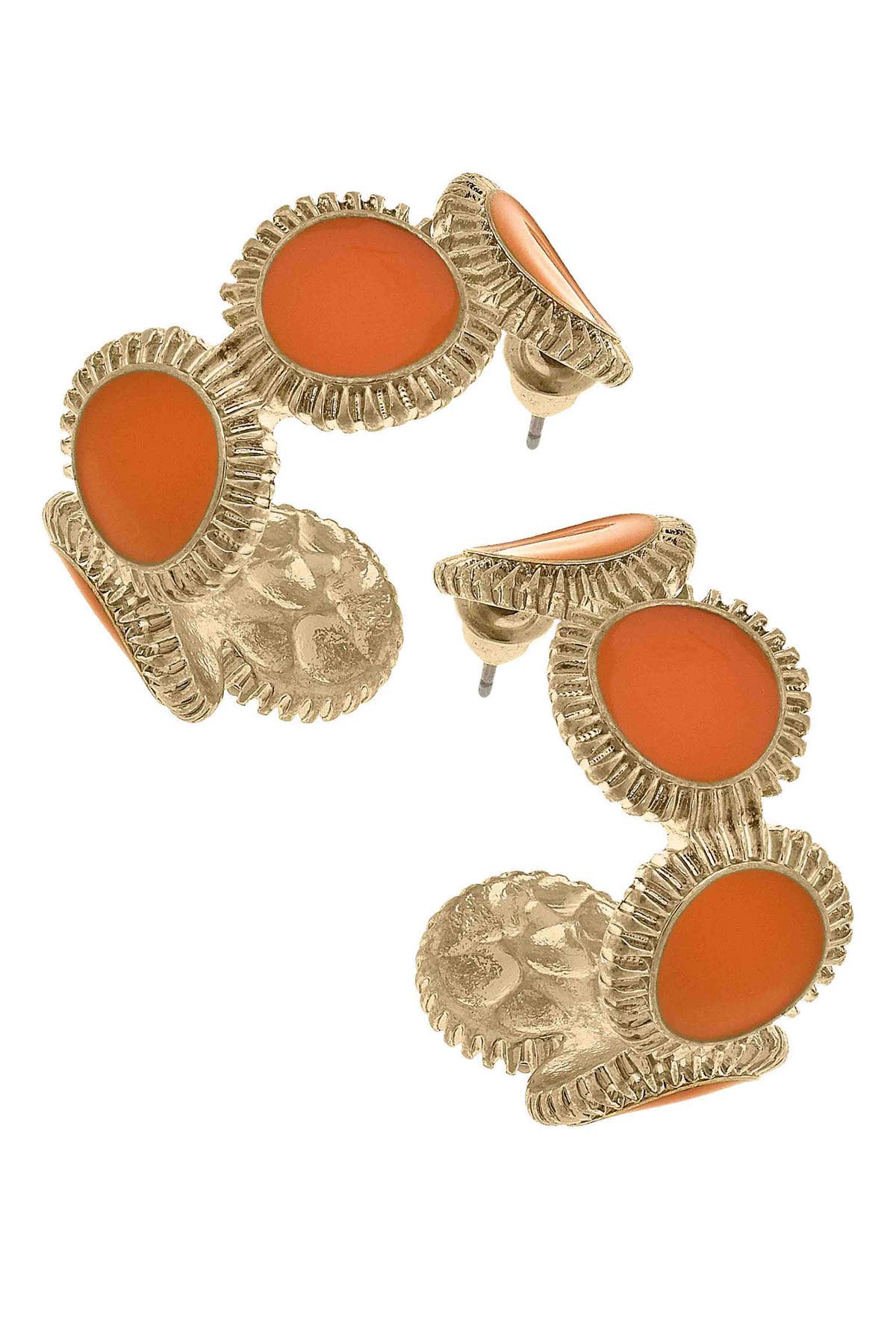 Bianca Fluted Enamel Disc Hoop Earrings
