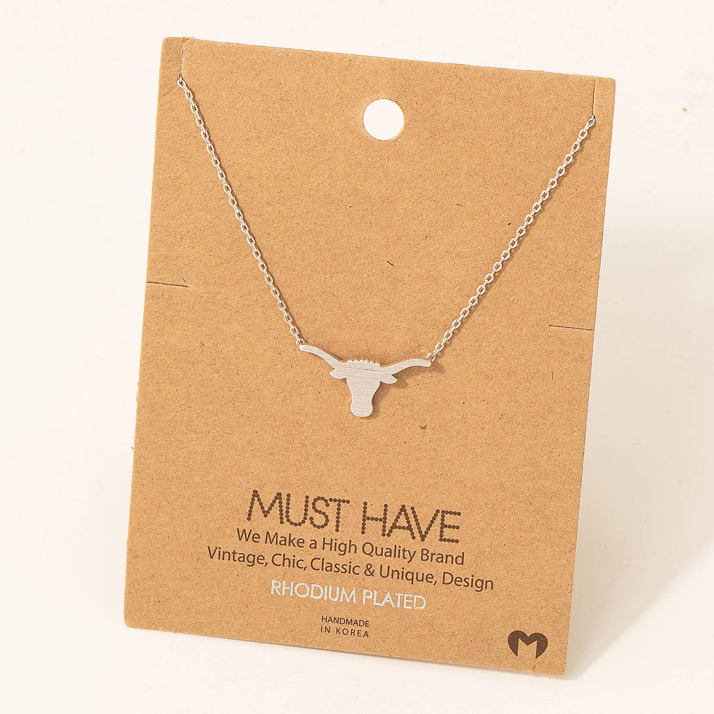 Dainty Bull Head Pendant Necklace: G
