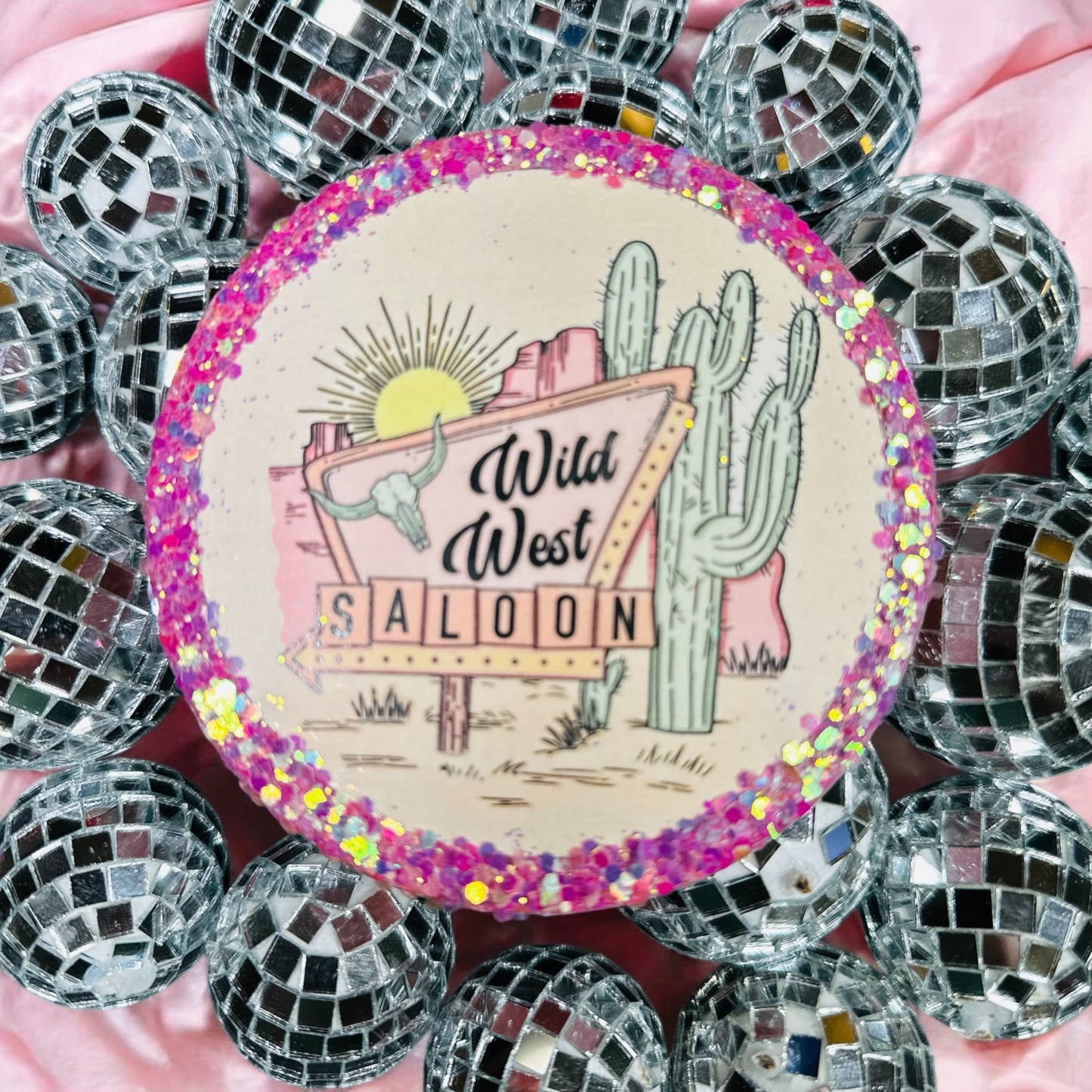 Wild West Saloon Circle Car Freshie : Butt Naked