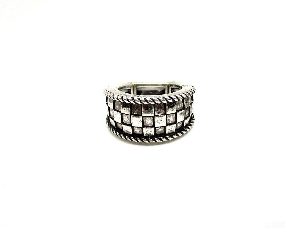 Western Checkered Stretch Ring (snowing)