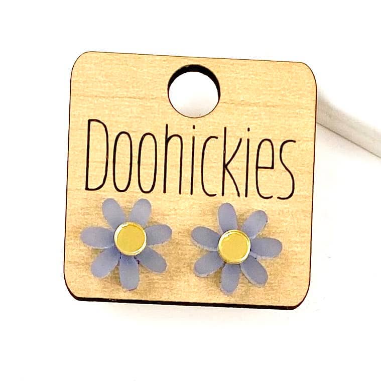 Frosted Daisy Studs - Spring Earrings: Pink Doohickie