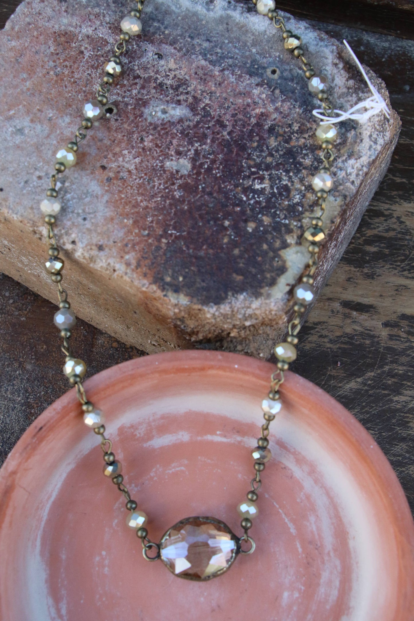 CRYSTAL 16 " CHOKER NL W/ CENTER CRYSTAL Turquoise Haven