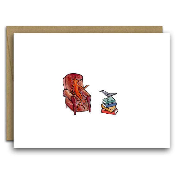 I love our chats, friendship just because card, bird, fox: 4.5" X 6.25"
