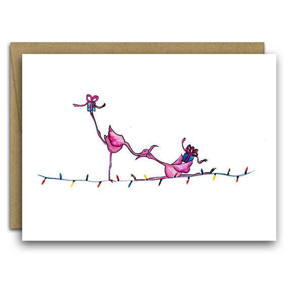 Flamingos Friends Card / Holiday Card / Christmas Card