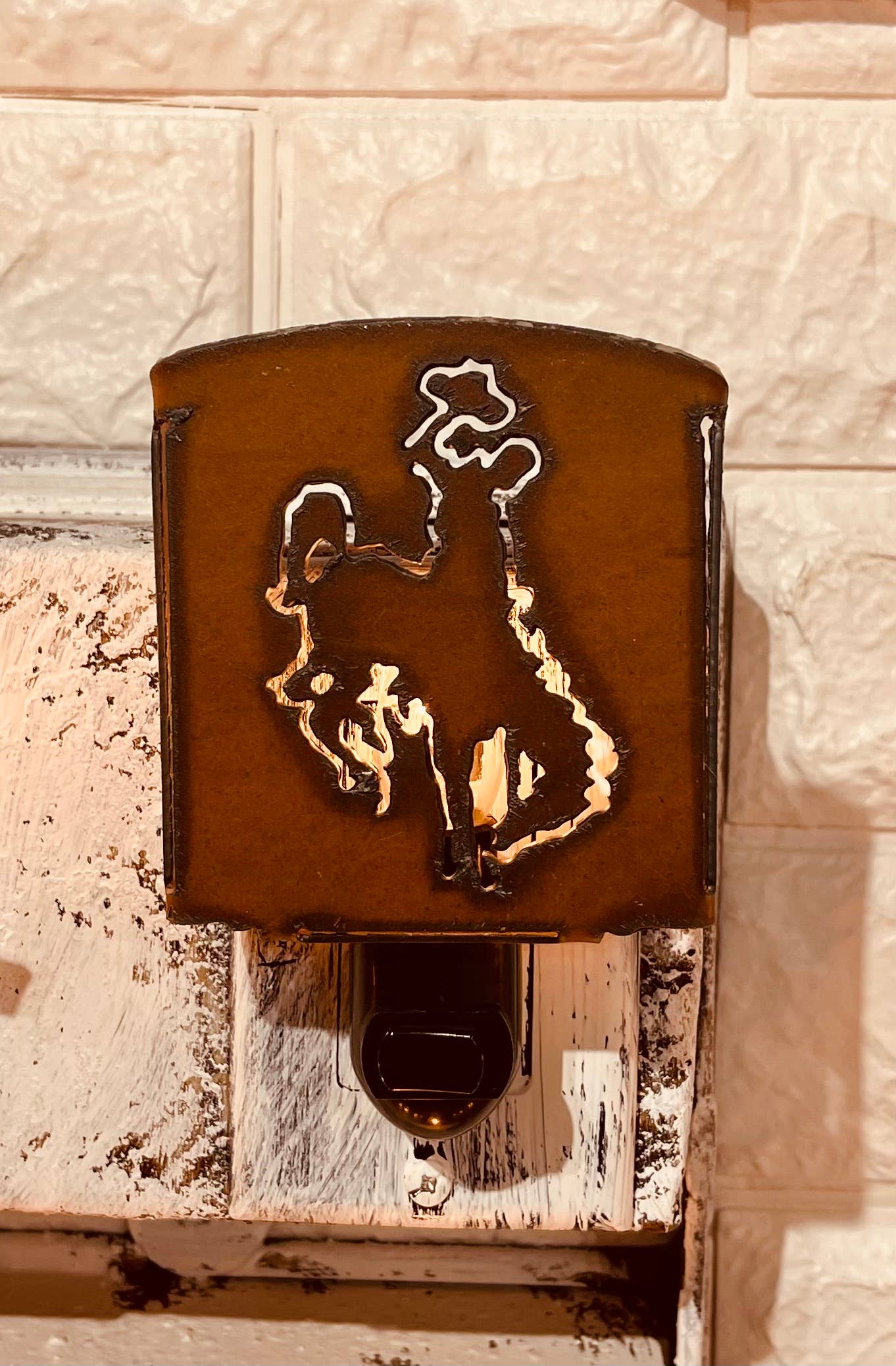 Wyoming Bronc Rider Rodeo Classic Night Light ironwork