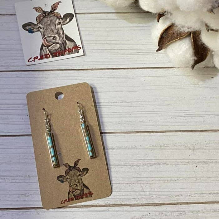 CHW Elongated Turquoise Bar Earrings -