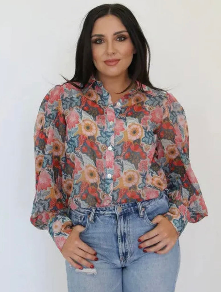 Vintage Sheer Poppie Blouse TH