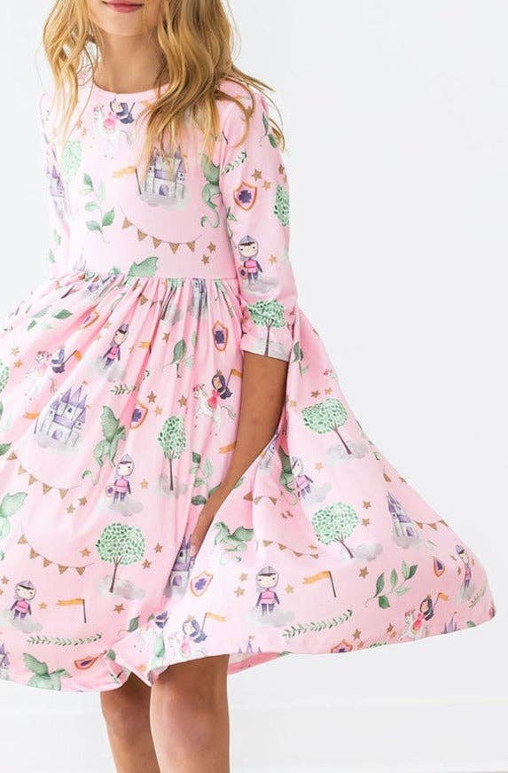 Once Upon a Time 3/4 Sleeve Pocket Twirl Dress: Mila & Rose