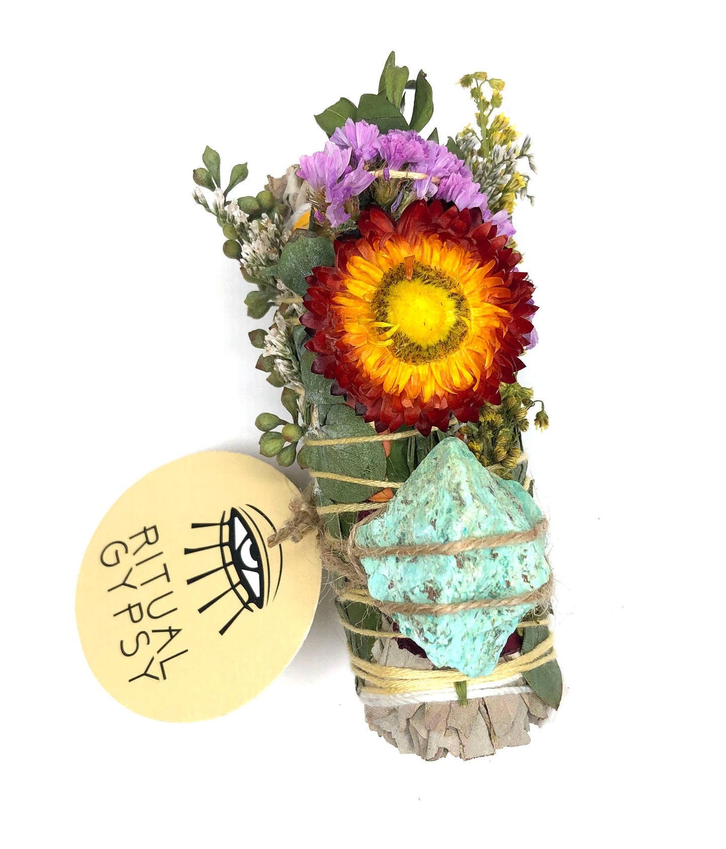 Ritual Sage Wand + Turquoise - 4"