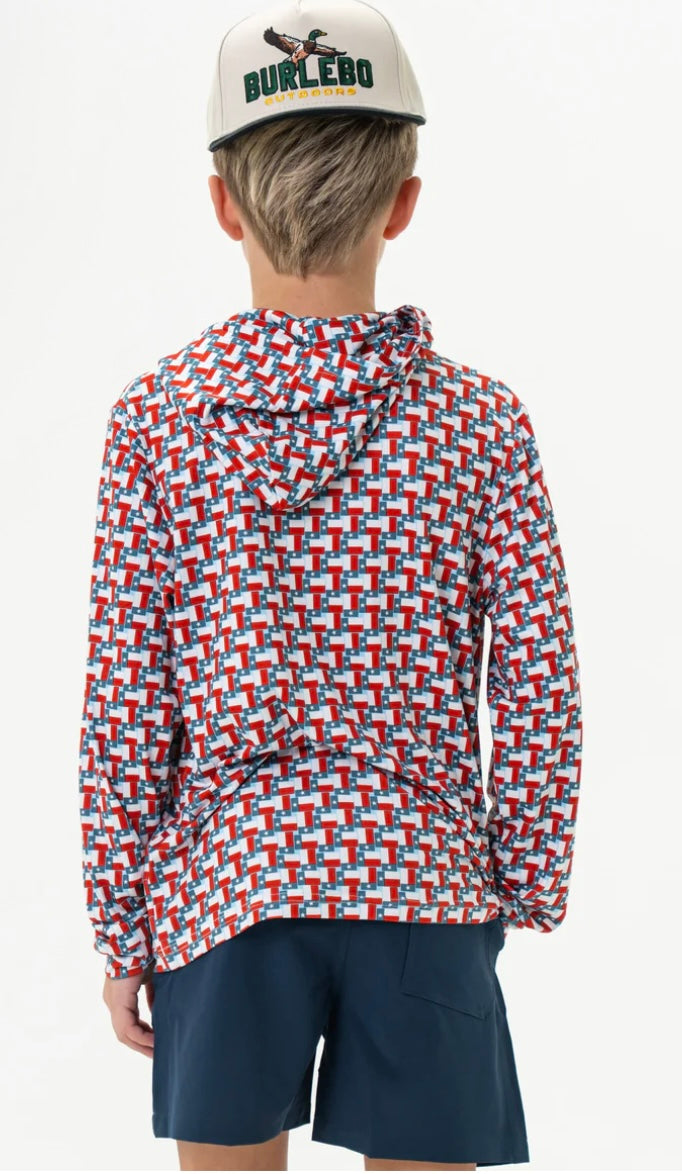 Texas Flag Youth Performance Hoodie UPF 50 Sun Protection Burlebo