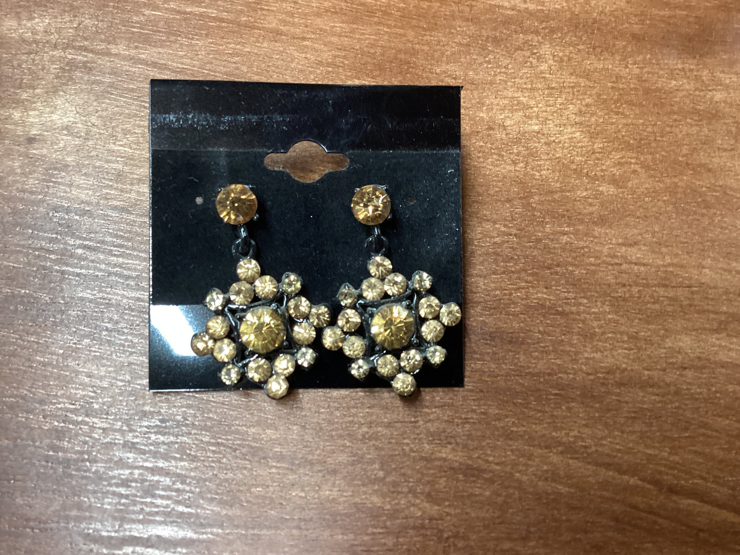 Brown Crystal earrings with black back