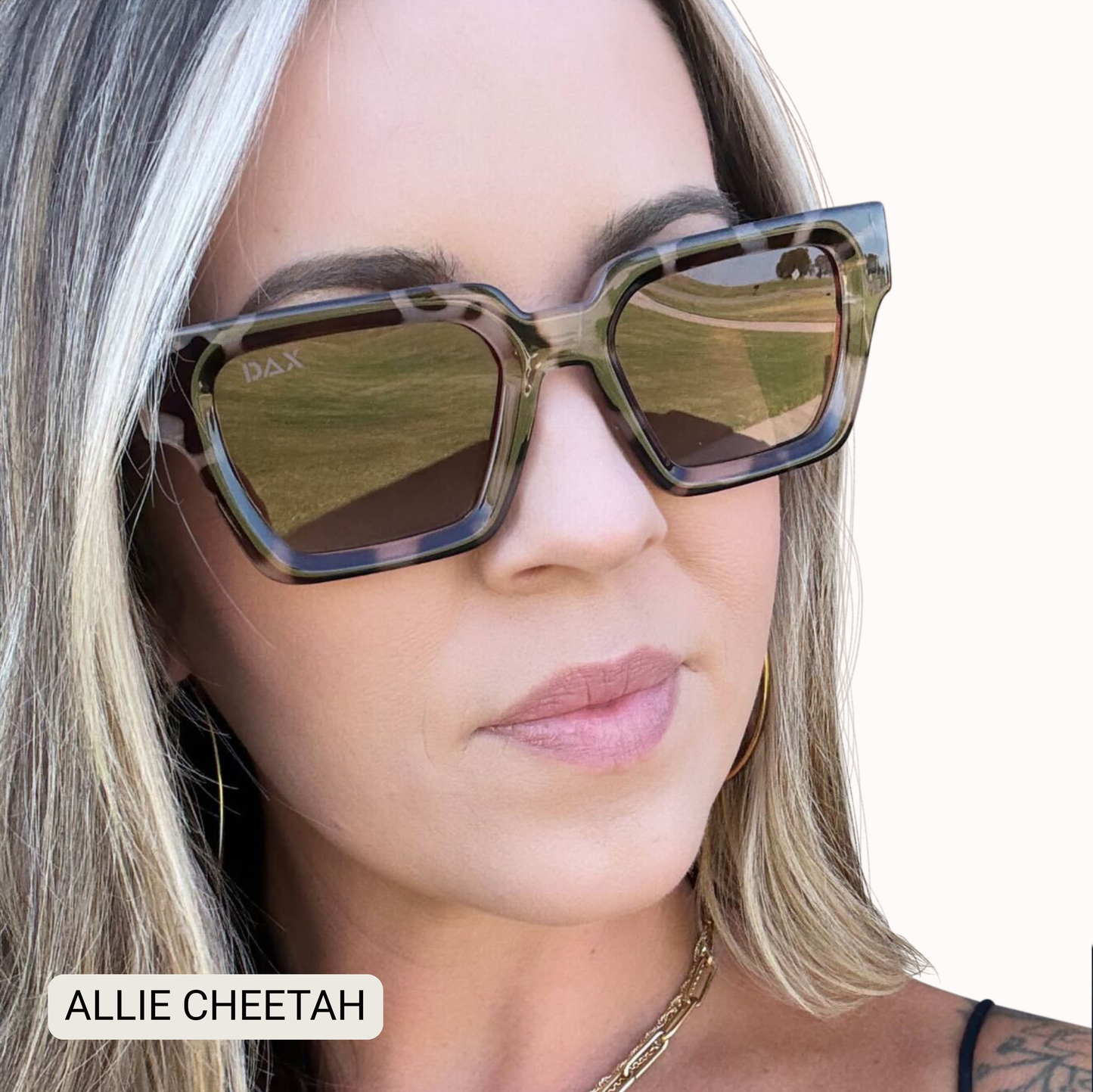 Allie - Women's Polarized Medium Rectangle Sunglasses: Black Ombré Tx Dax