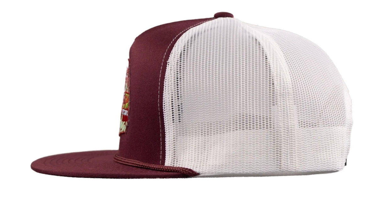 Maroon and White Prickly Pear Classic Rope Trucker Hat Lazy J