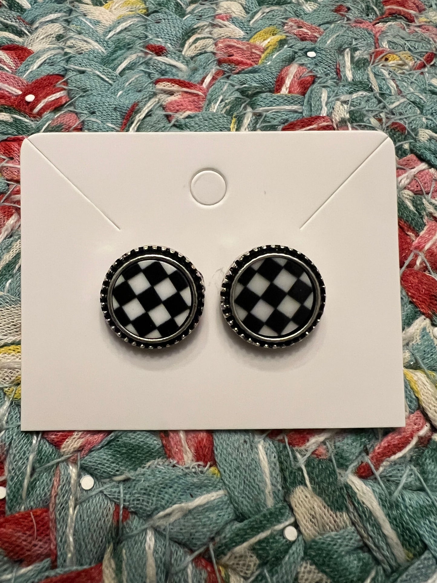 Round Checkerboard Earrings