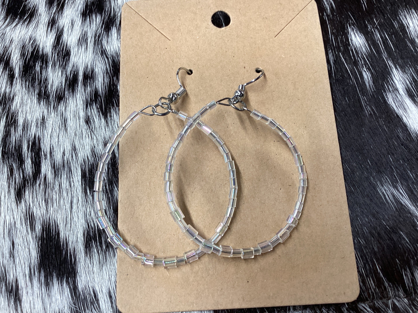 Clear round beaded earrings