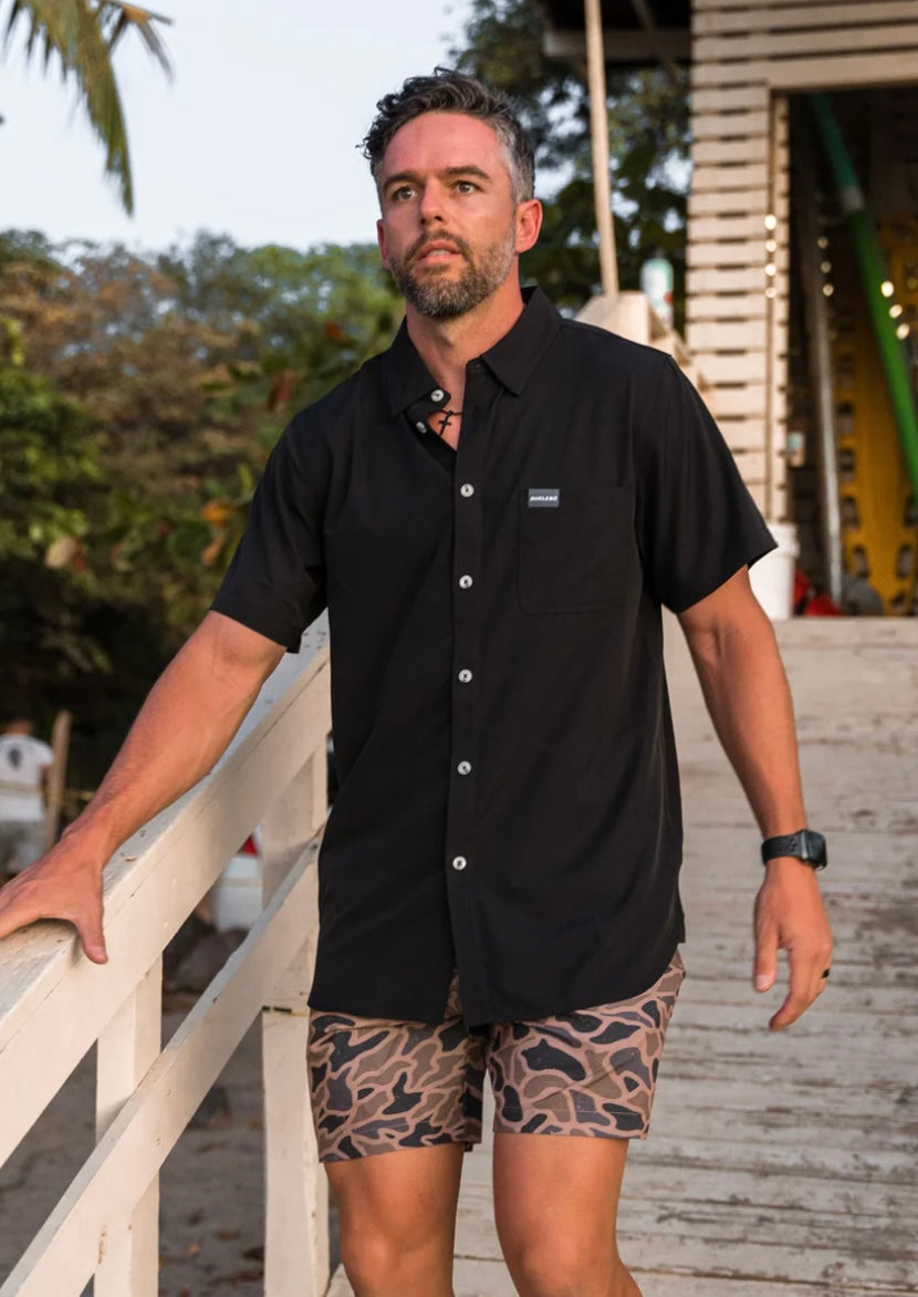 Black Performance Button Up Burlebo