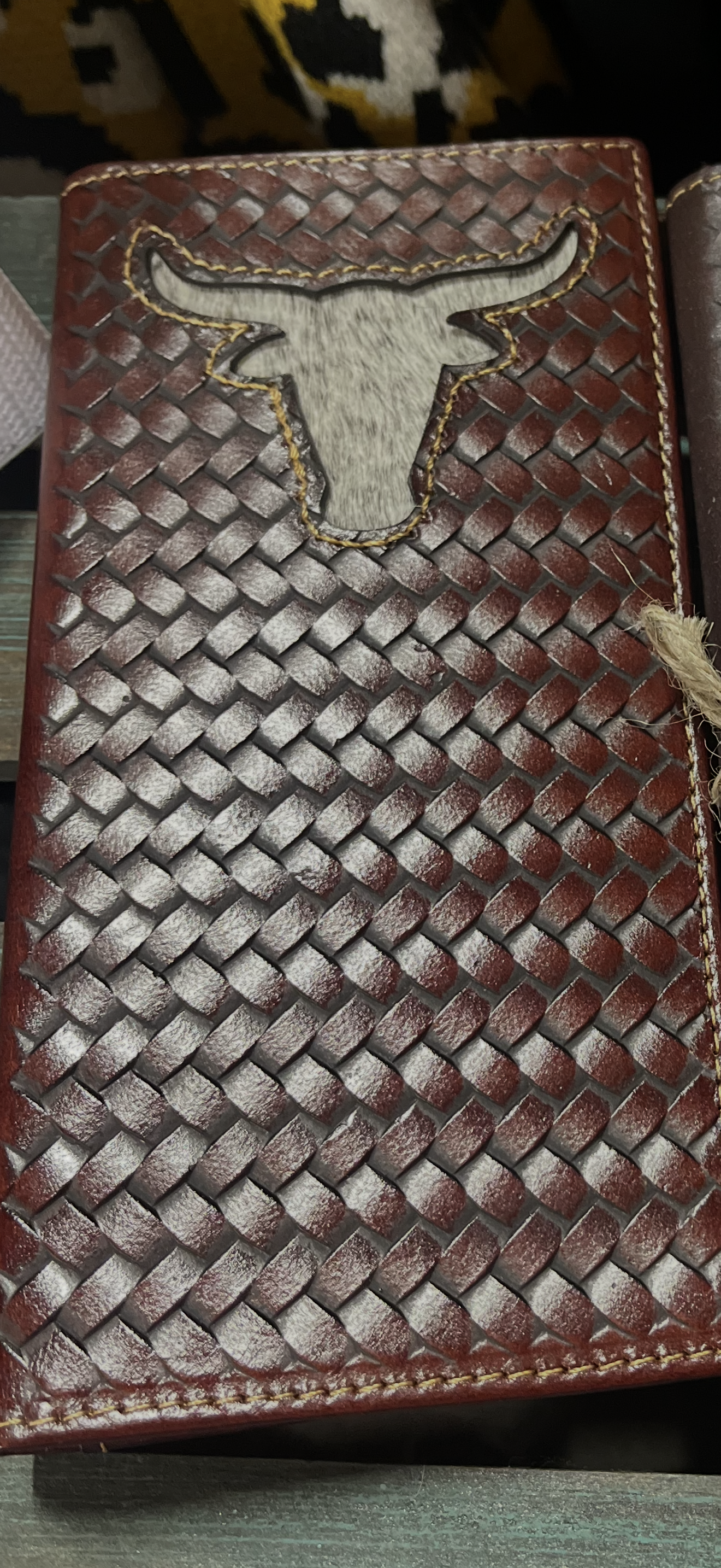 Genuine Tooled Leather Bi-Fold Wallet: Boho Ranch