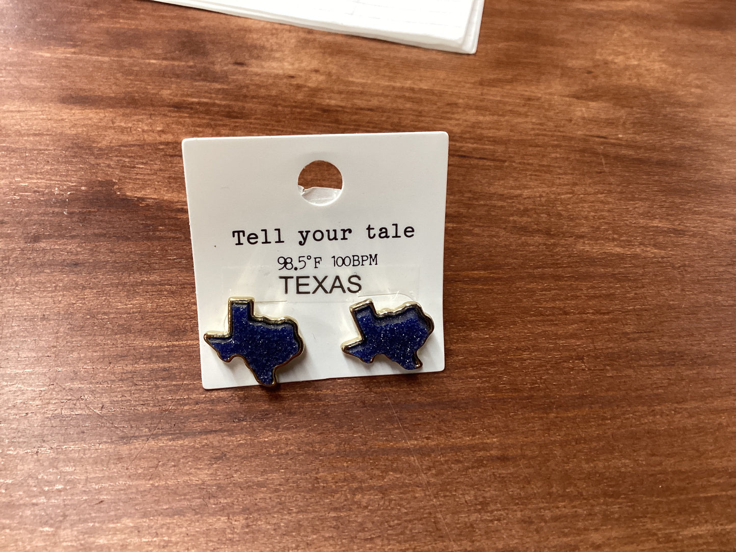 Tell your tale Blue Tx stud earrings