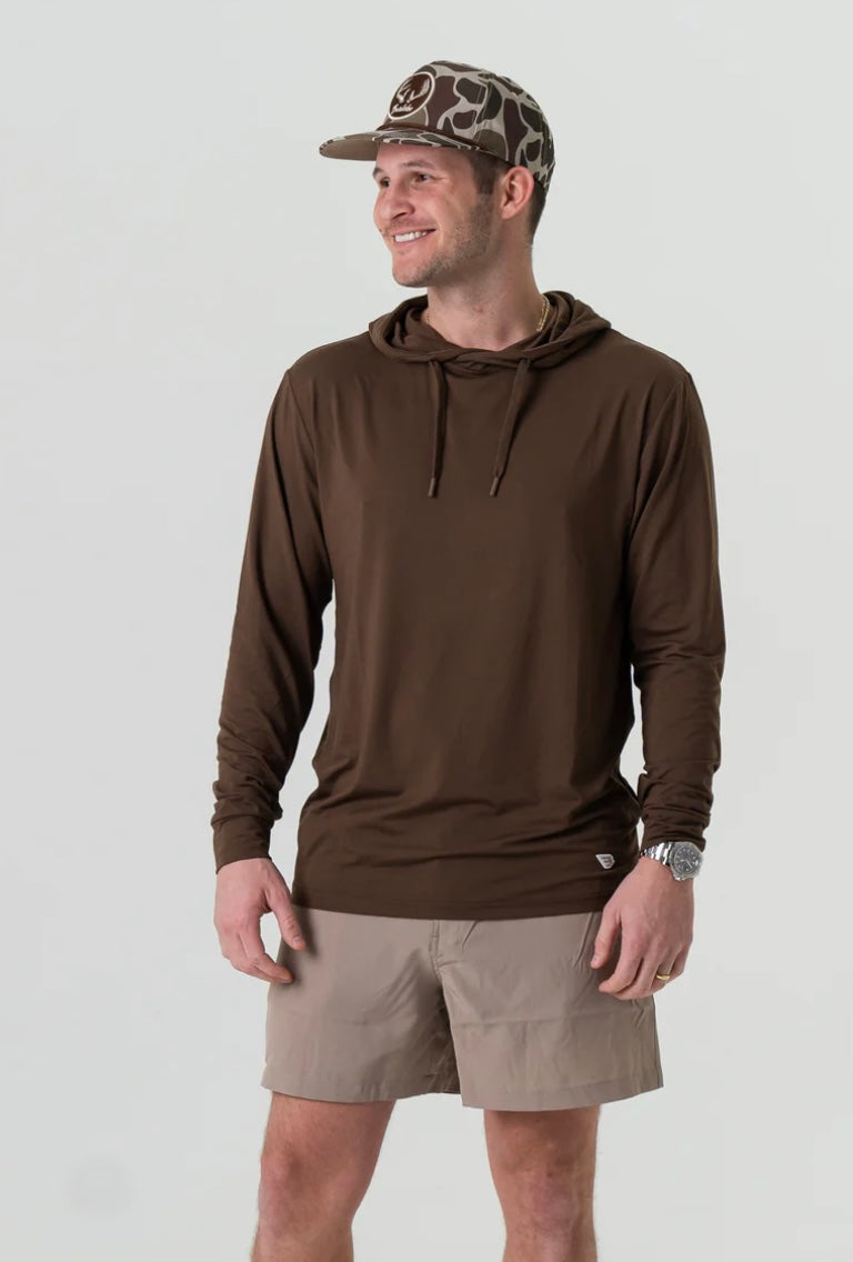 Heather Brown Performance Hoodie With UPF 50 Sun Protection Burlebo