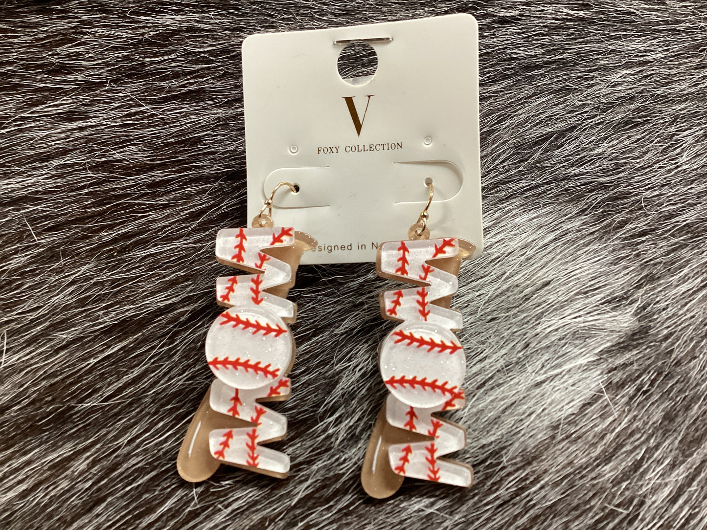 Acrylic Mom Baseball Earrings