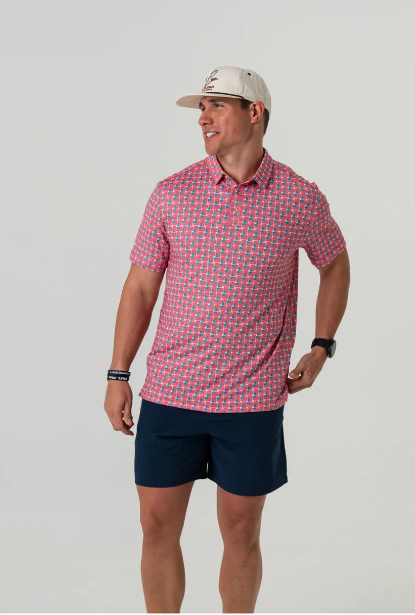 American Flag Print Performance Polo Burlebo