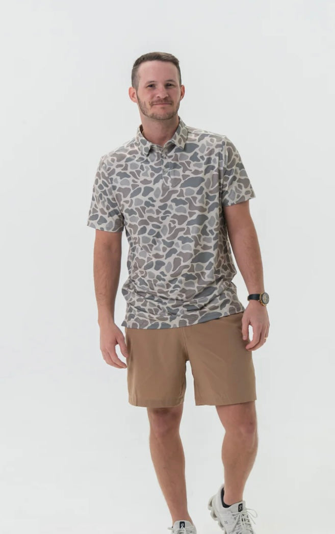 Classic Deer Camo Performance Polo Shirt Burlebo