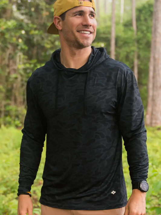 Black Camo Performance Hoodie - with UPF 50 Sun Protection Burlebo