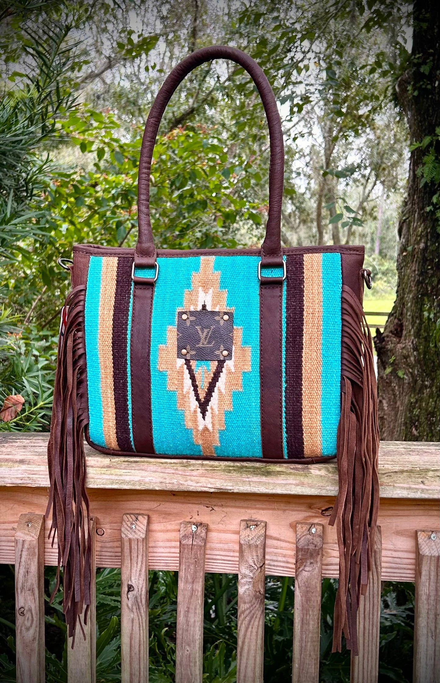Upcycled LV Leather Crossbody Satchel Bag Western Southern Junkie