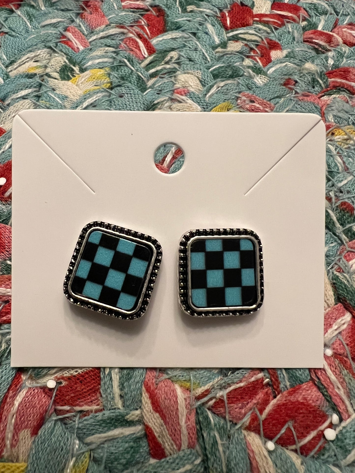 Square Checkerboard Earrings